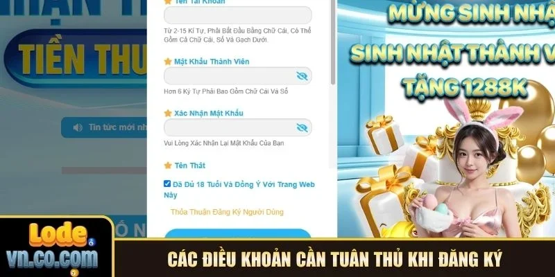 Các điều khoản cần tuân thủ khi đăng ký